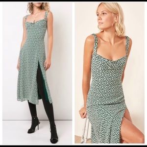 Reformation peridot green floral midi dress